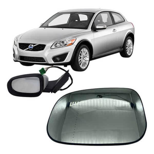 Espelho Lente E Base Retrovisor Volvo C30 C70 S40 S60 V70 Le