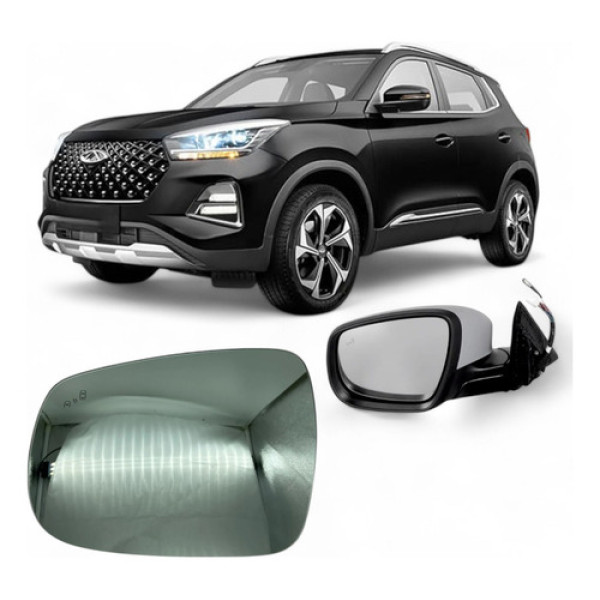 Lente Com Base Retrovisor Chery Tiggo 5x Com Sensor Esquerdo