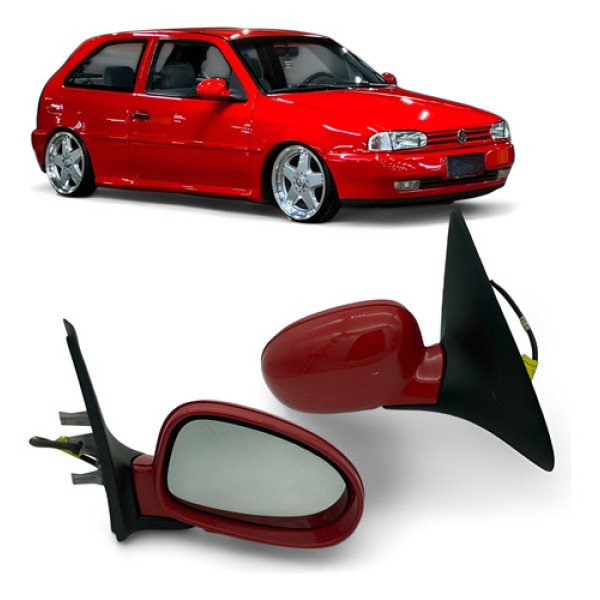 Retrovisor Gol G2 Bola Gti 96 97 98 99 2p Elet Pe Ferro Ld Vermelho