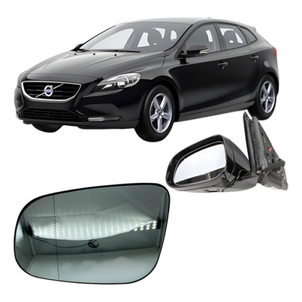 Espelho Lente E Base Retrovisor Volvo V40 V60 S40 S60 Le