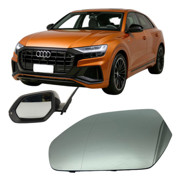 Espelho Lentes Com Base Retrovisor Audi Q8 18 A 22 Esquerdo