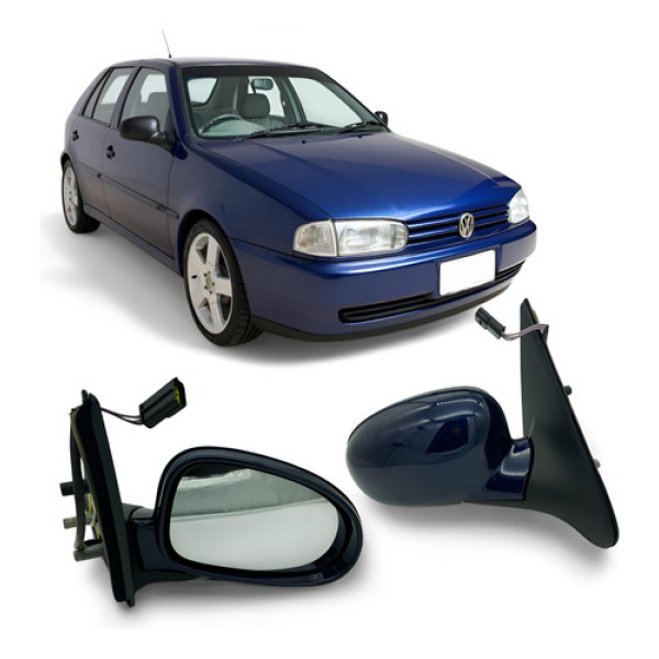 Retrovisor Gol G2 Bola Gti 96 97 98 99 4p Elet Pe Ferro Ld Azul Metalico