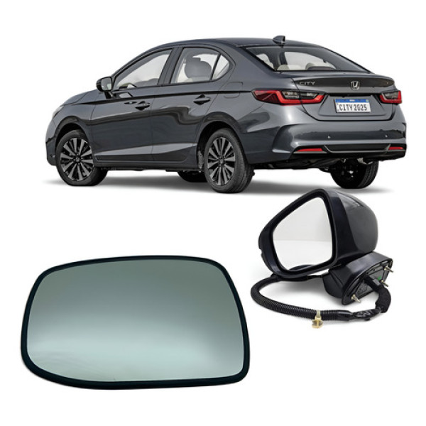 Espelho Lente E Base Retrovisor Honda City 2023 A 2025 Esqu