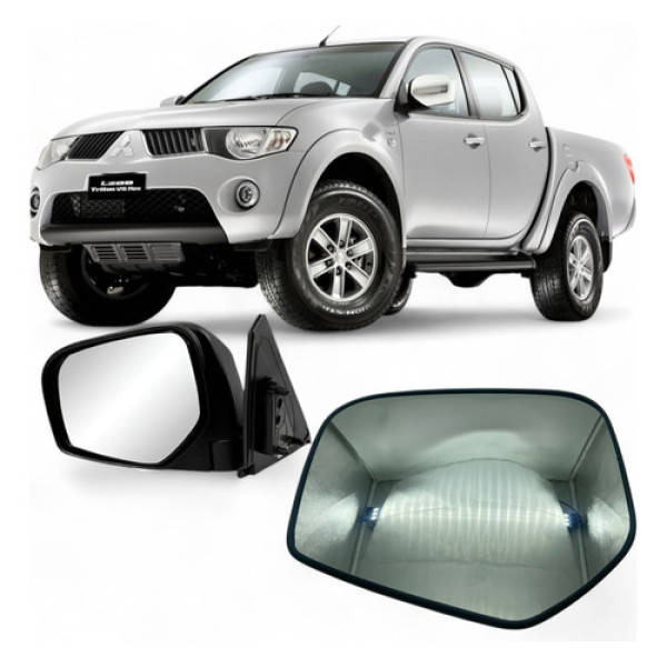 Lente Retrovisor L200 / Pajero 08/13 Esquerdo Motor Redondo