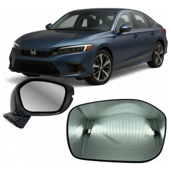 Lente Com Base Retrovisor Civic 25/. Esquerdo