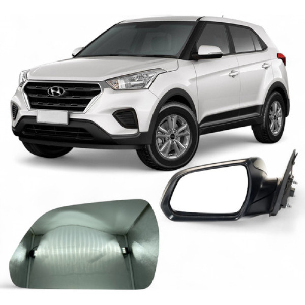 Lente Com Base Espelho Retrovisor Creta 17 18 19 20 21 Le