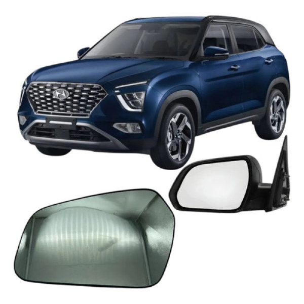 Lente Com Base Espelho Retrovisor Creta 22 23 24 25 Esquerdo
